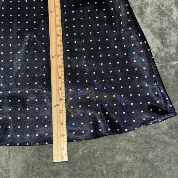 Nine & Company A-Line Slip Dress Women Medium Blue Polka Dot V-Neck Short Sleeve - Picture 5 of 7